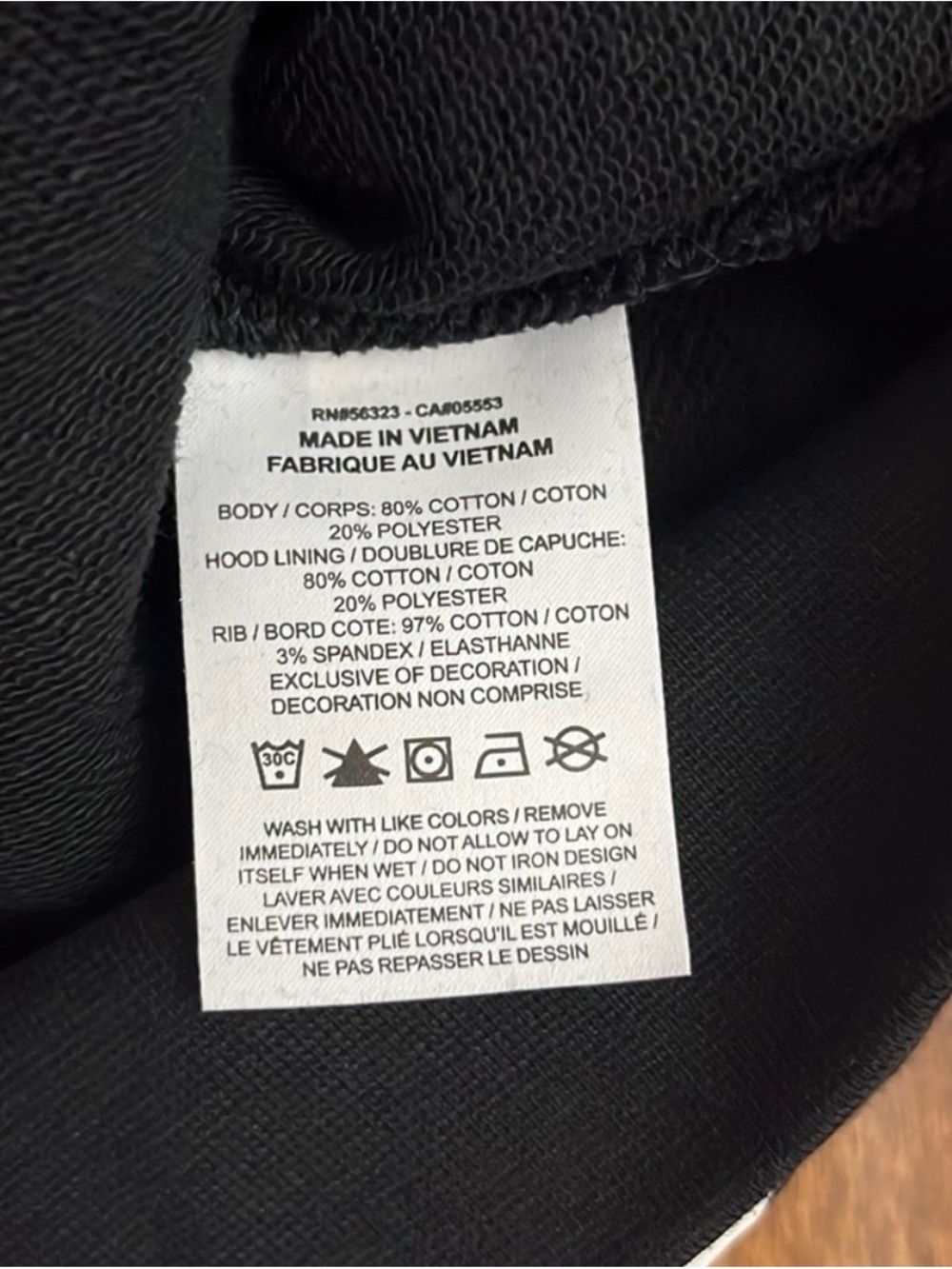 Jordan Black Hoodie with Gray Hood Lining and White Graphic - Picture 5 of 7